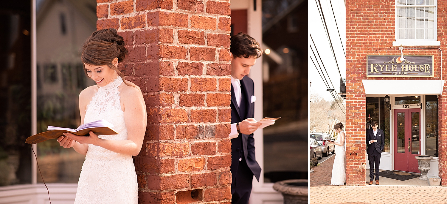 They wrote sweet notes to each other to read during their First Look No Peek.