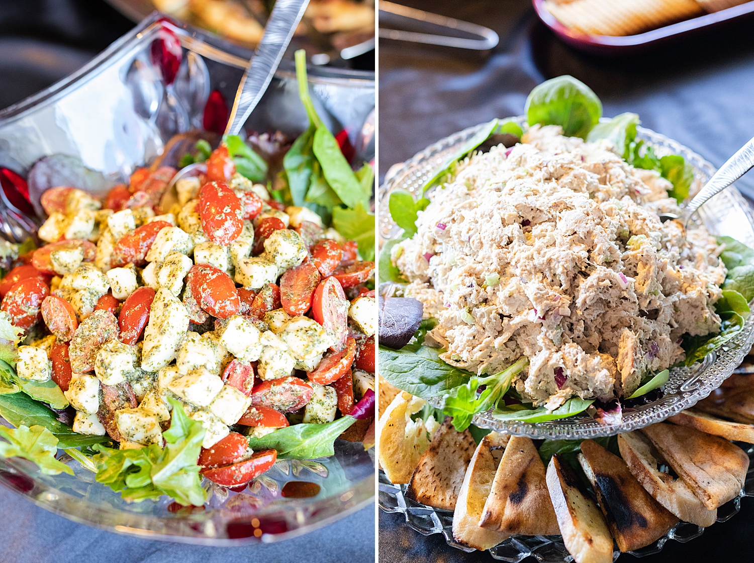 Fresh Tomato Caprese Salad and the House Chicken Salad