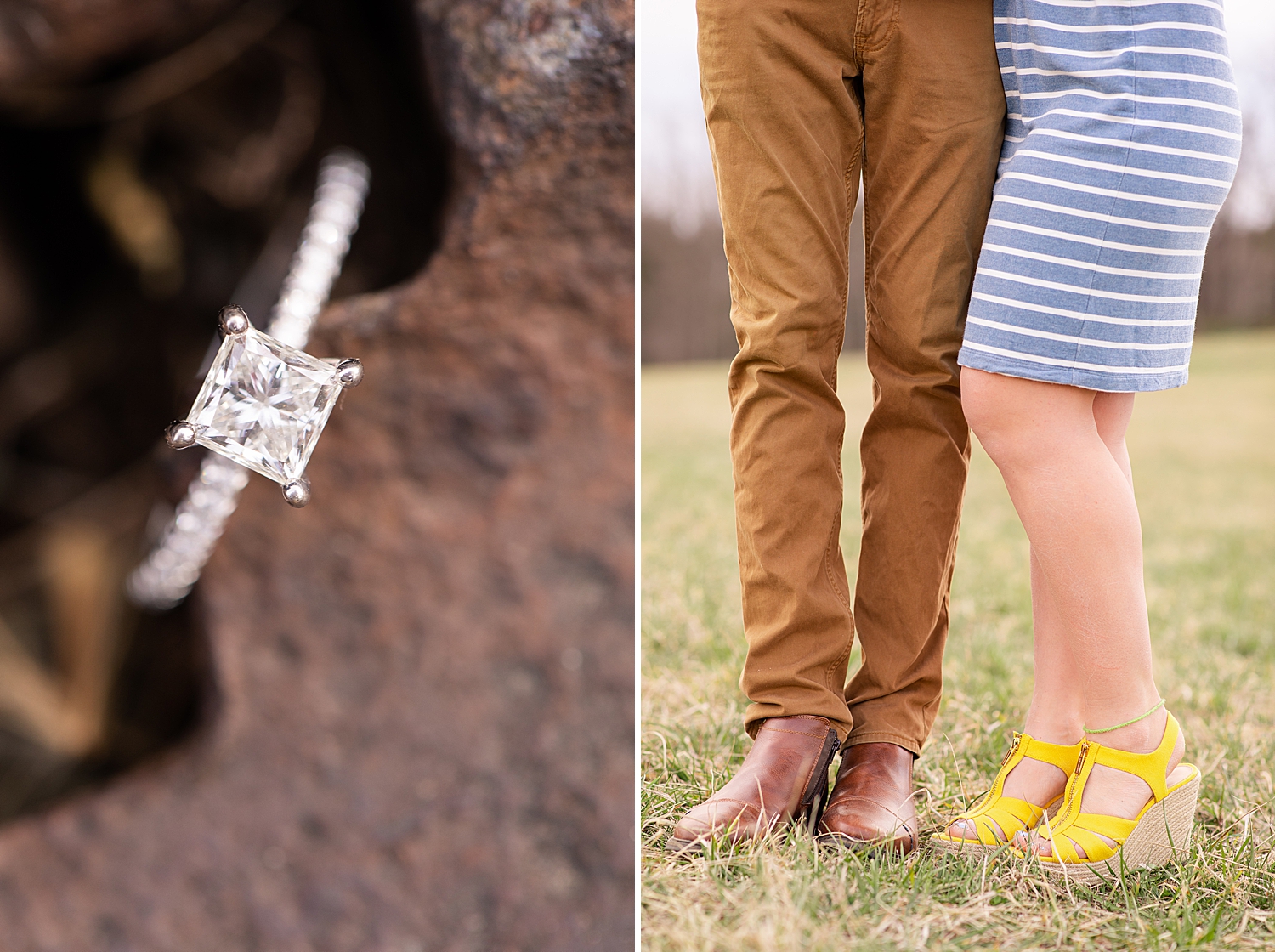 The abandoned rail road tracks made the perfect backdrop for these ring shots!I usually don’t like the the color yellow, but I am obsessed with these shoes!!