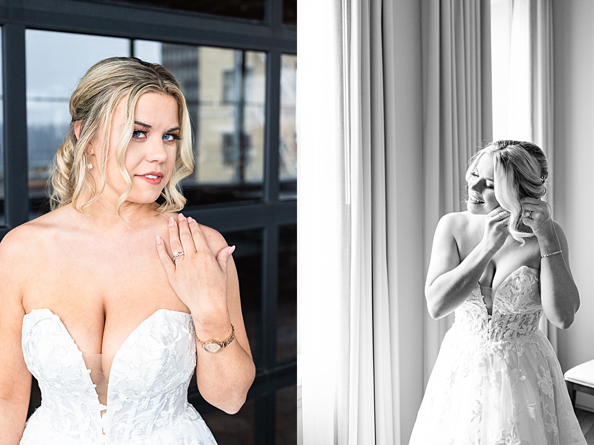 Bridal portrait at The Virginian Hotel in Lynchburg, Virginia.