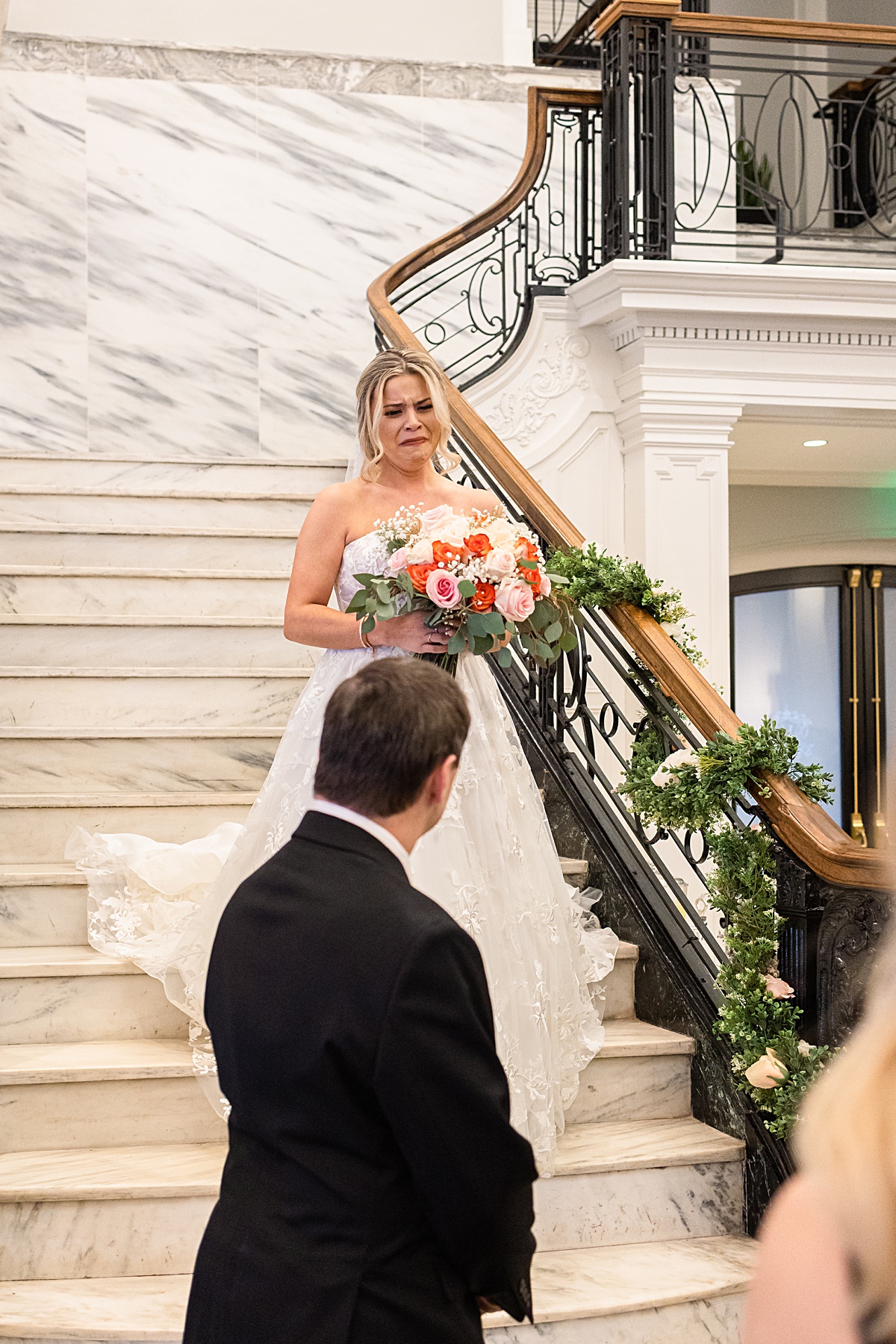 The bride entering the ceremony at The Virginian Hotel in Lynchburg, Virginia.