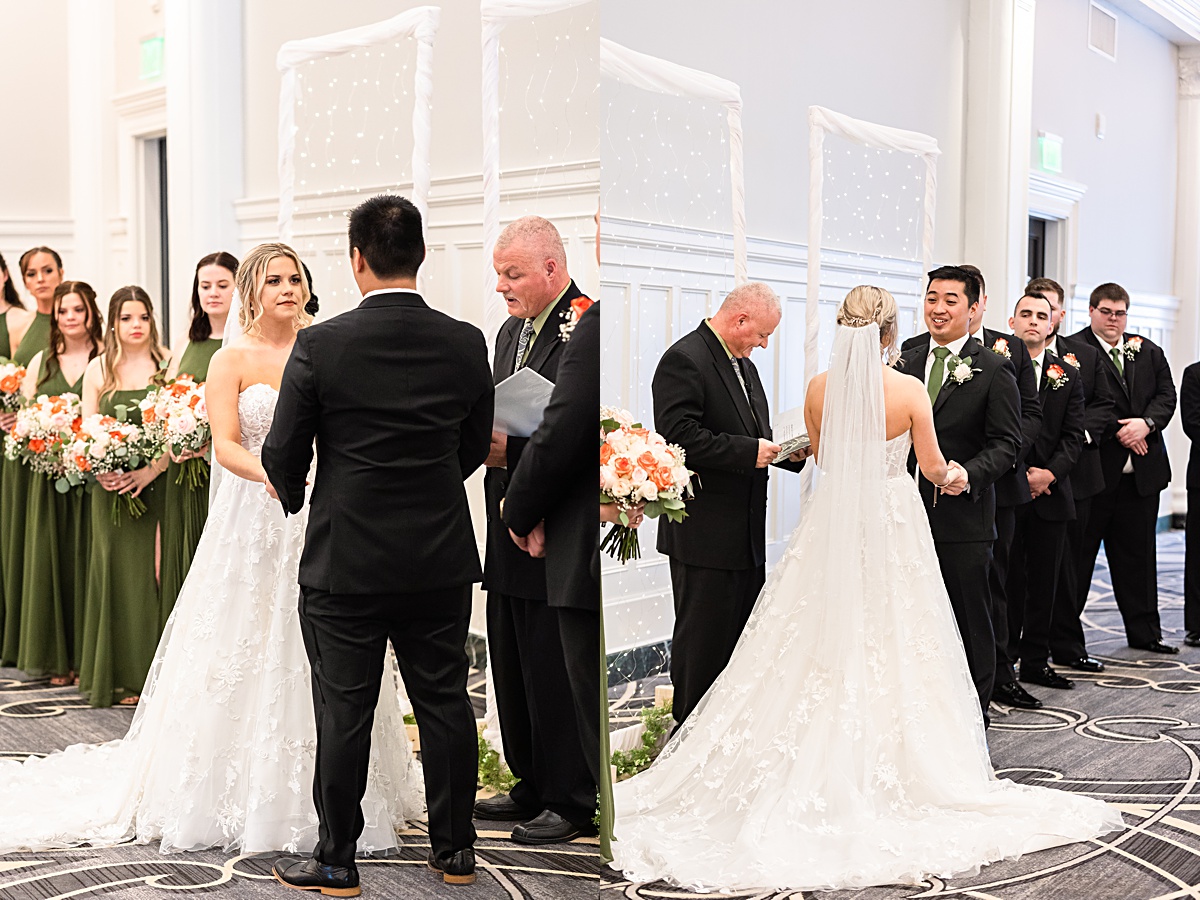 Ceremony photo of this winter wedding at The Virginian Hotel in Lynchburg, Virginia.