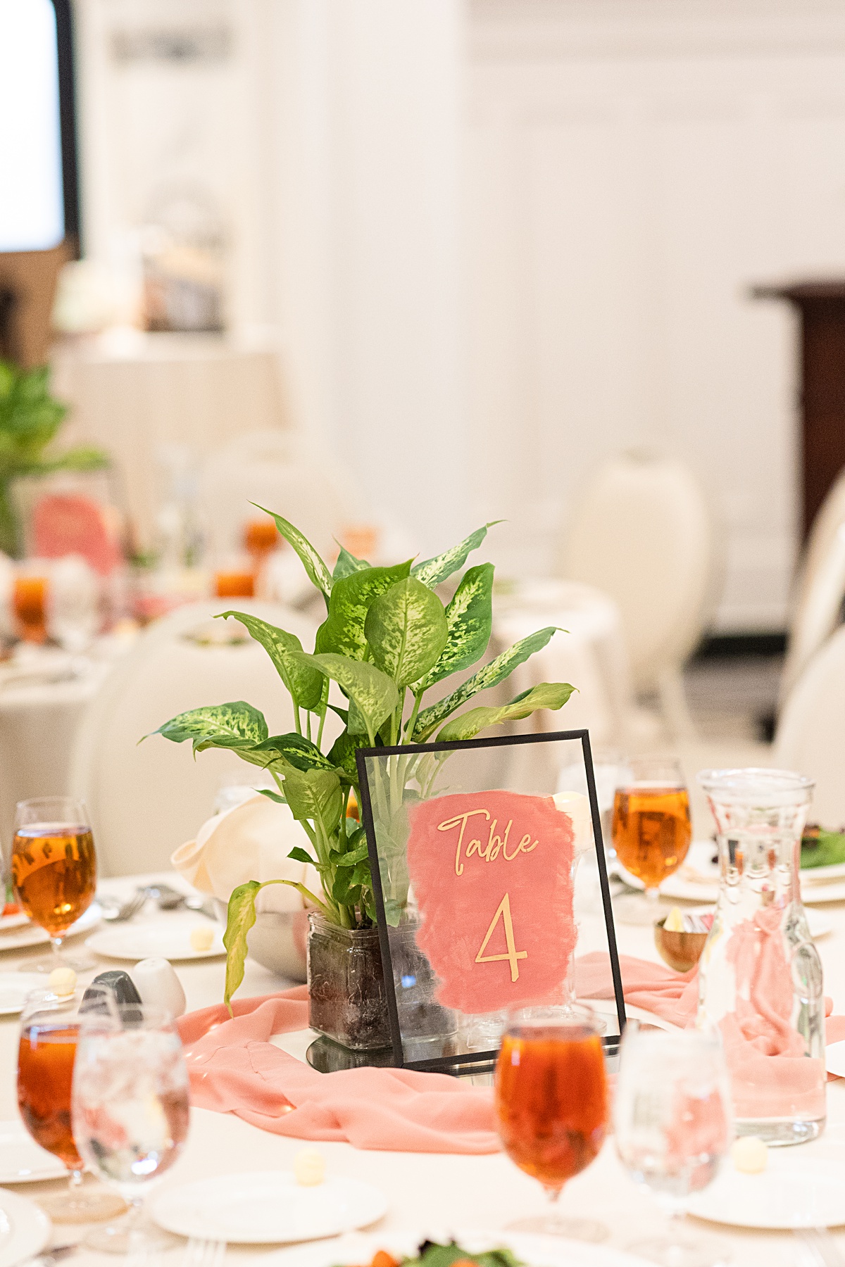 Reception details at this The Virginian Hotel wedding in Lynchburg, Virginia.