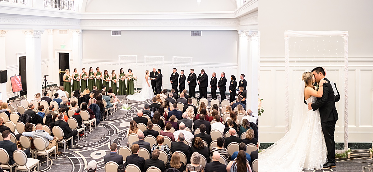 Ceremony photo of this winter wedding at The Virginian Hotel in Lynchburg, Virginia.