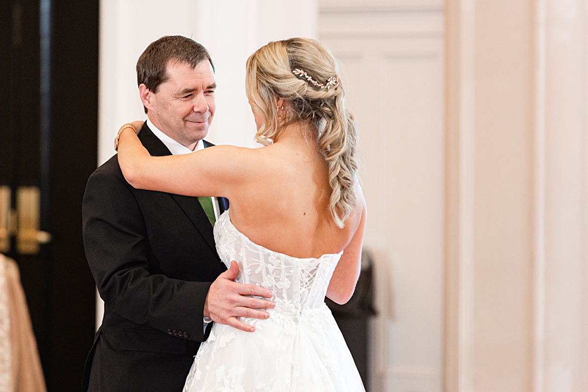 Dancing photo of the bride and and her dad at the reception at The Virginian Hotel in Lynchburg, Virginia.