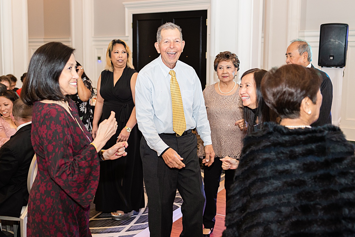 Dancing photo of guests at the reception at The Virginian Hotel in Lynchburg, Virginia.