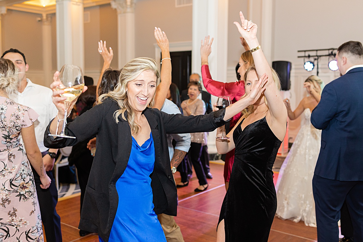 Dancing photo of guests at the reception at The Virginian Hotel in Lynchburg, Virginia.