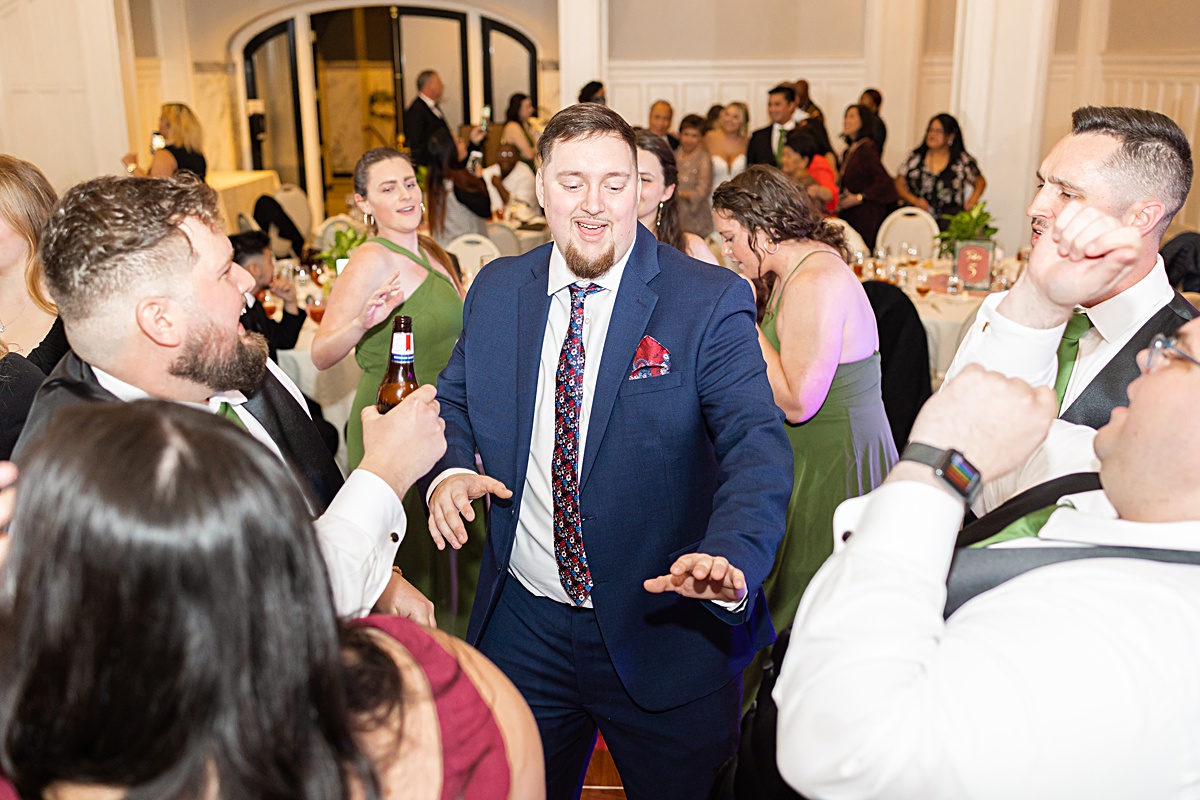 Dancing photo of guests at the reception at The Virginian Hotel in Lynchburg, Virginia.