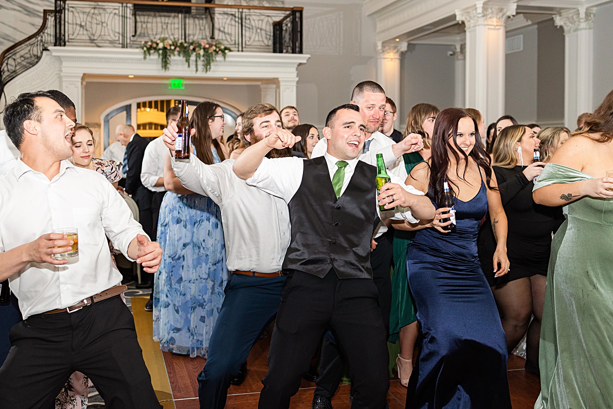 Dancing photo of guests at the reception at The Virginian Hotel in Lynchburg, Virginia.