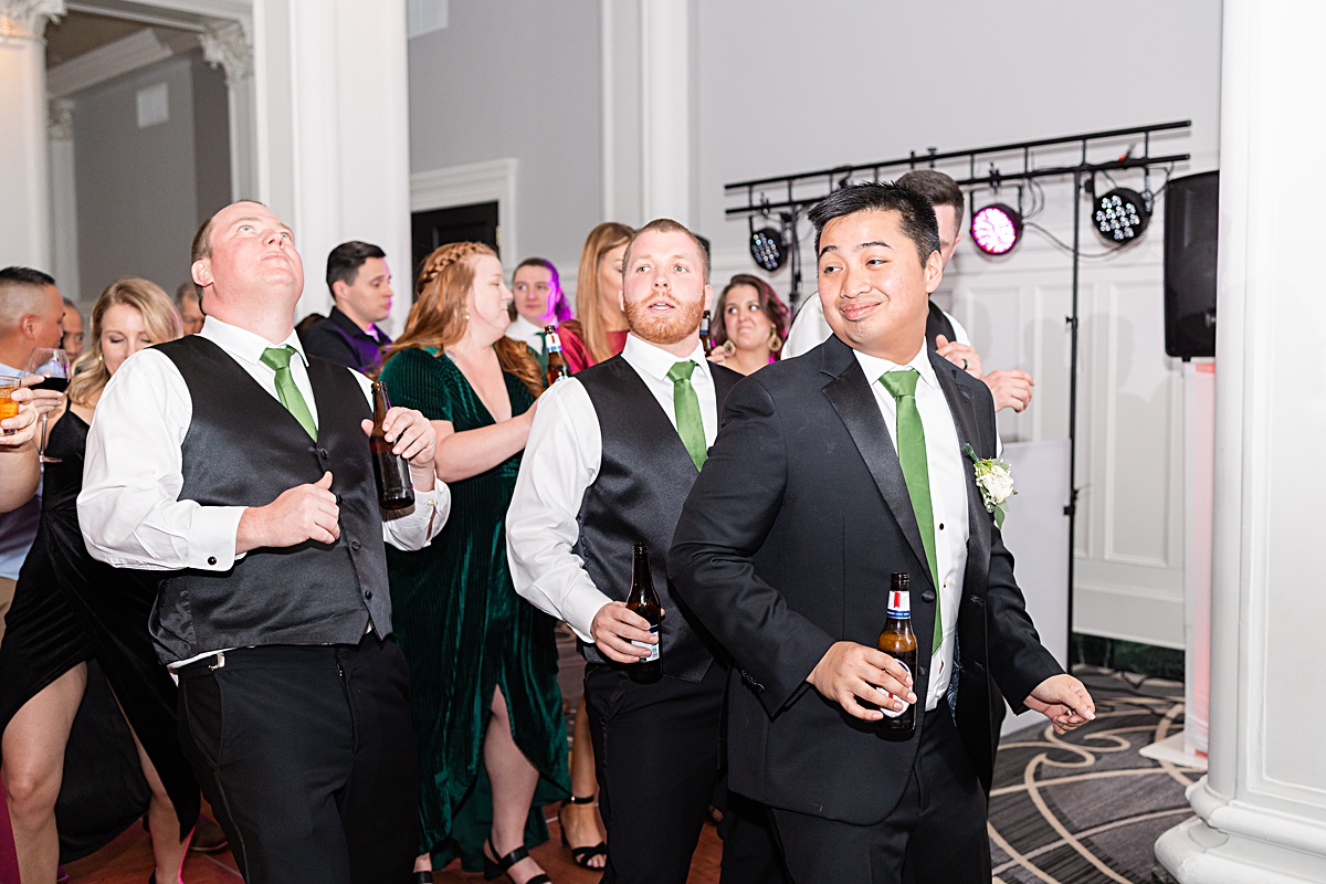 Dancing photo of guests at the reception at The Virginian Hotel in Lynchburg, Virginia.