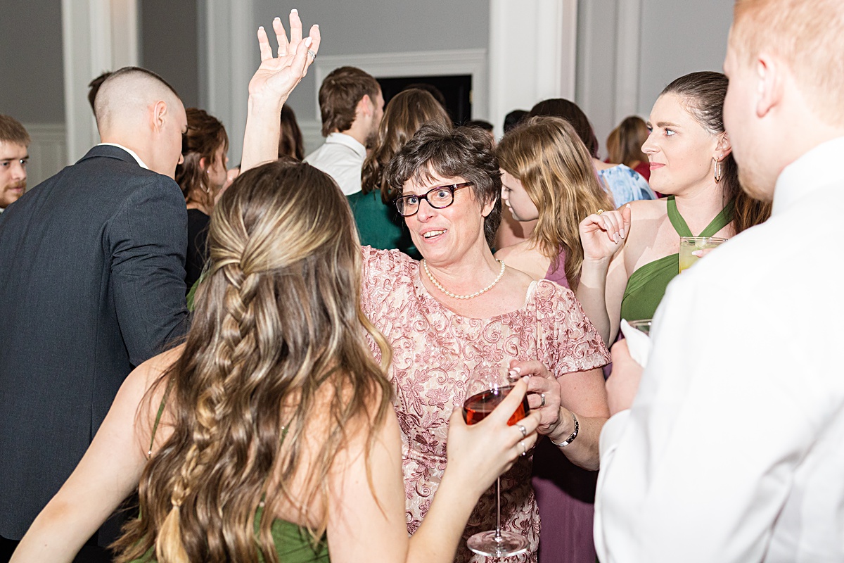 Dancing photo of guests at the reception at The Virginian Hotel in Lynchburg, Virginia.