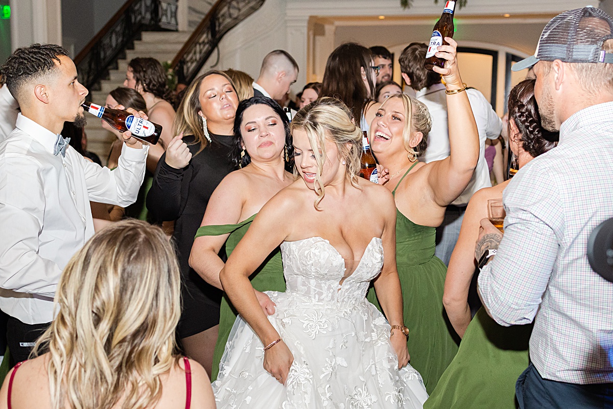 Dancing photo of guests at the reception at The Virginian Hotel in Lynchburg, Virginia.