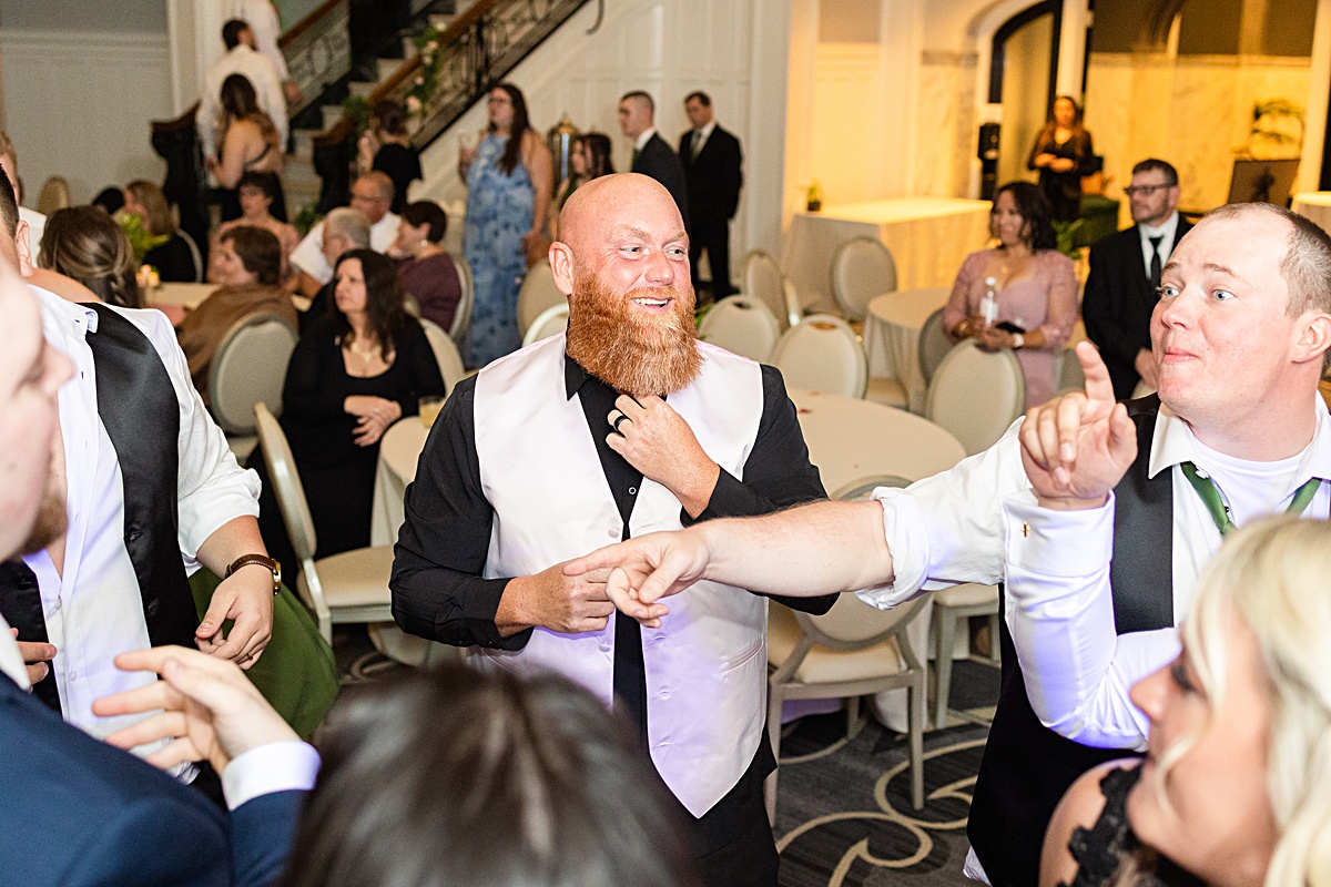 Dancing photo of guests at the reception at The Virginian Hotel in Lynchburg, Virginia.