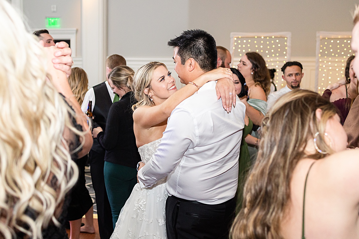 Dancing photo of guests at the reception at The Virginian Hotel in Lynchburg, Virginia.