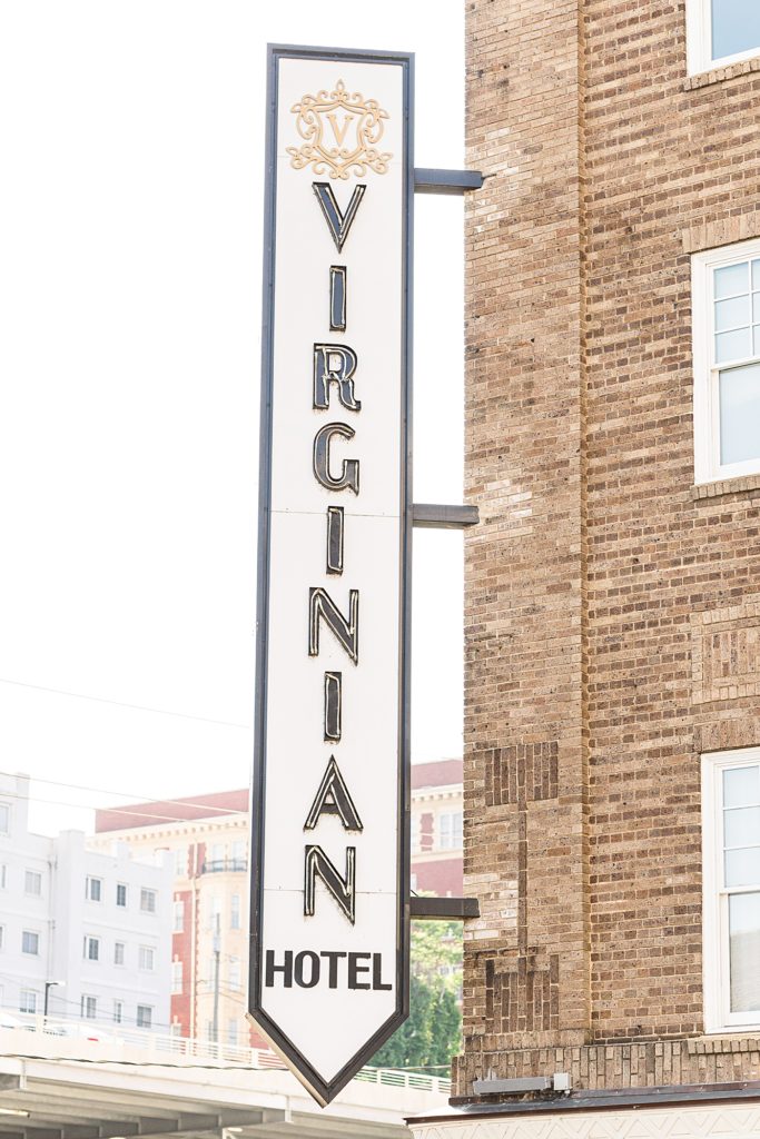 The vintage sign out the Virginian Hotel in Lynchburg, Virginia.