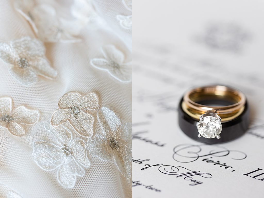 Elegant bridal details at the Virginian Hotel in Lynchburg, Virginia.