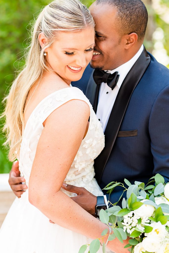 Bride and Groom first look portraits at Monument Terrace in Downtown Lynchburg, Virginia.