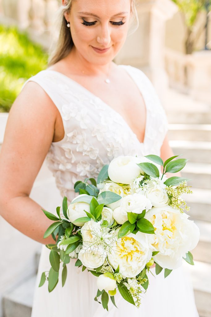 Bridal portraits at Monument Terrace in Downtown Lynchburg, Virginia.