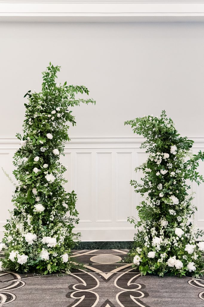 Ceremony details at the Virginian Hotel in Lynchburg, Virginia.