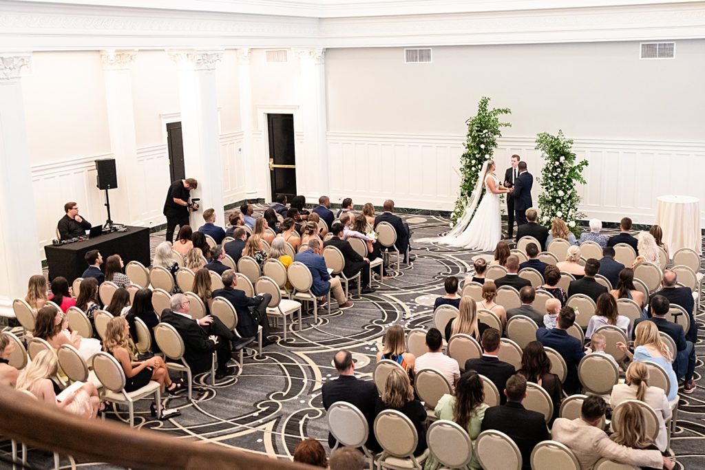 Ceremony photos at the Virginian Hotel in Lynchburg, Virginia.