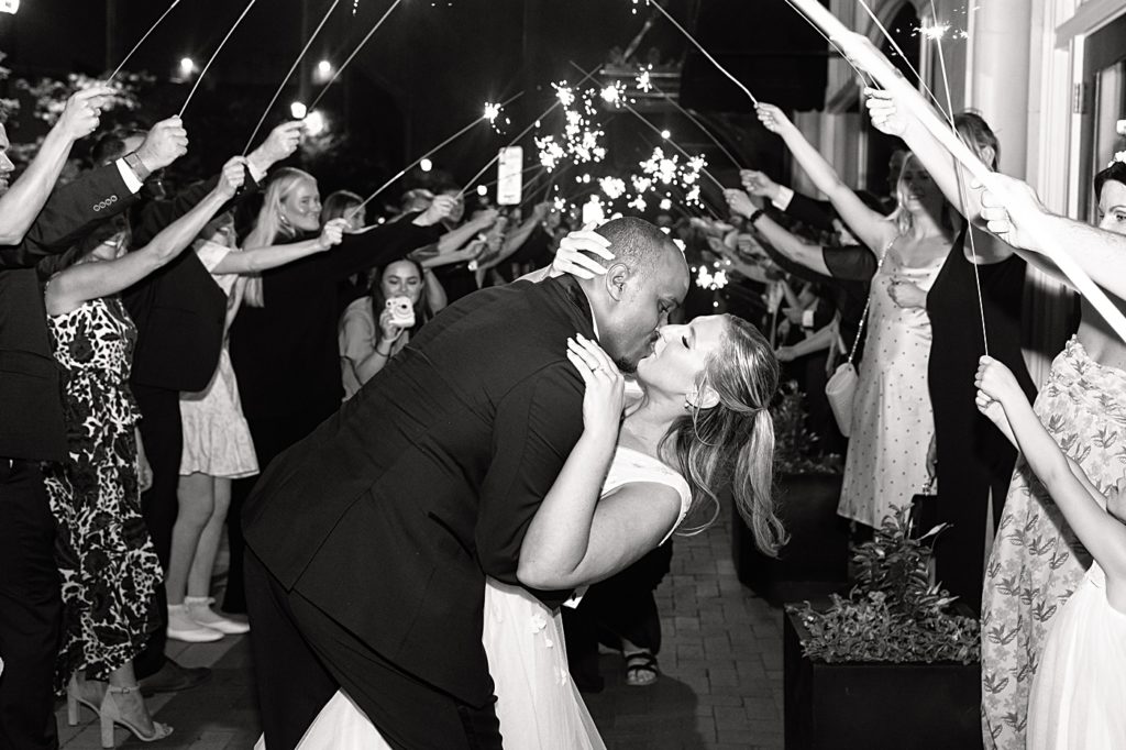 Sparkler exit photos at the Virginian Hotel in Lynchburg, Virginia.