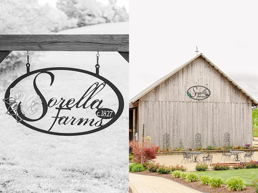 Sorella Farms Barn and sign at the venue in Lynchburg, Virginia.