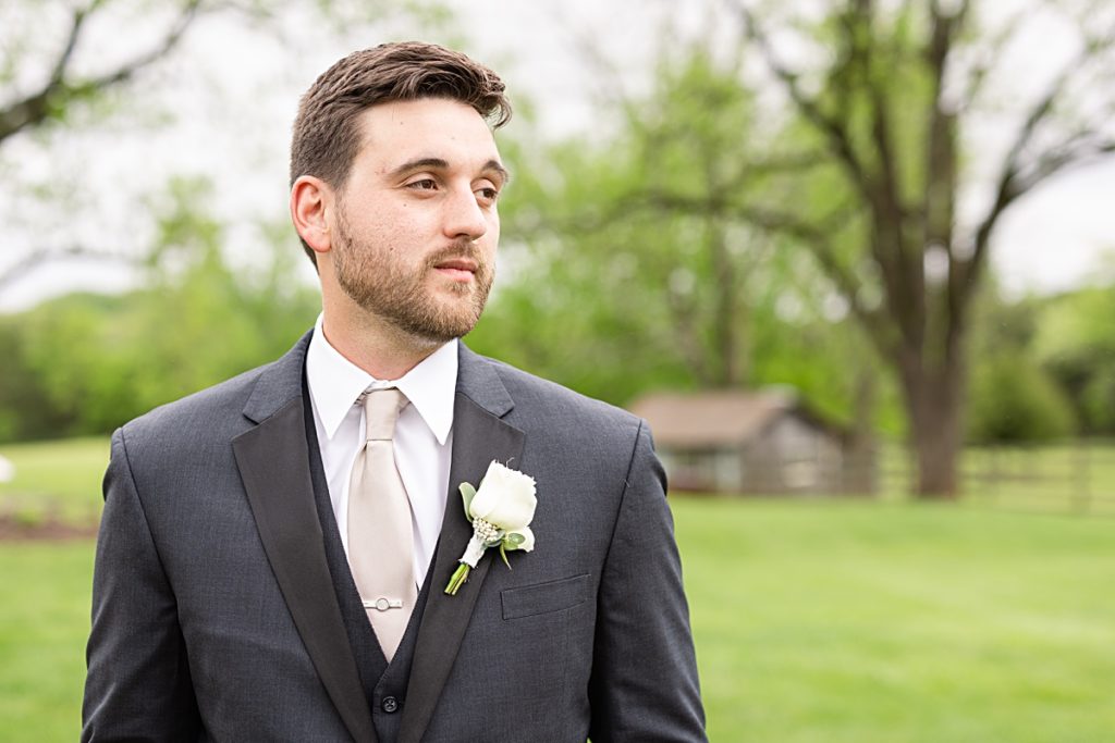 Groom's portrait at Sorella Farms in Lynchburg, Virginia.