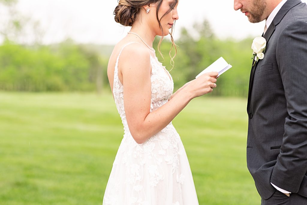 First look moments with the bride and groom at Sorella Farms in Lynchburg, Virginia.