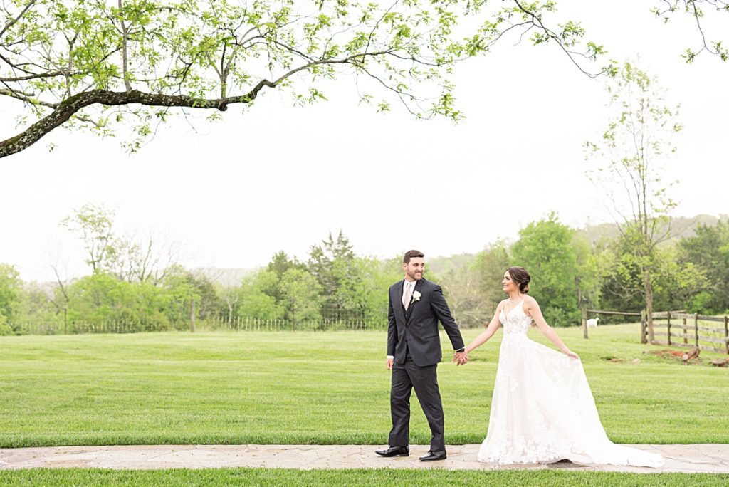 Rainy portraits after the first look with the bride and groom at Sorella Farms in Lynchburg, Virginia.