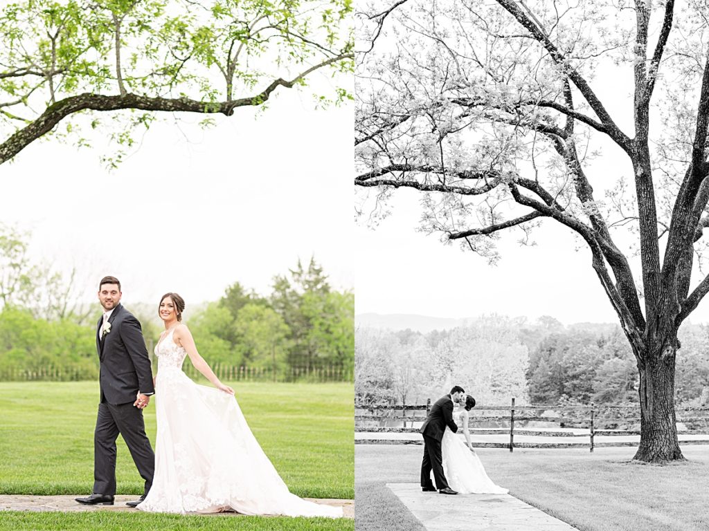 Rainy portraits after the first look with the bride and groom at Sorella Farms in Lynchburg, Virginia.