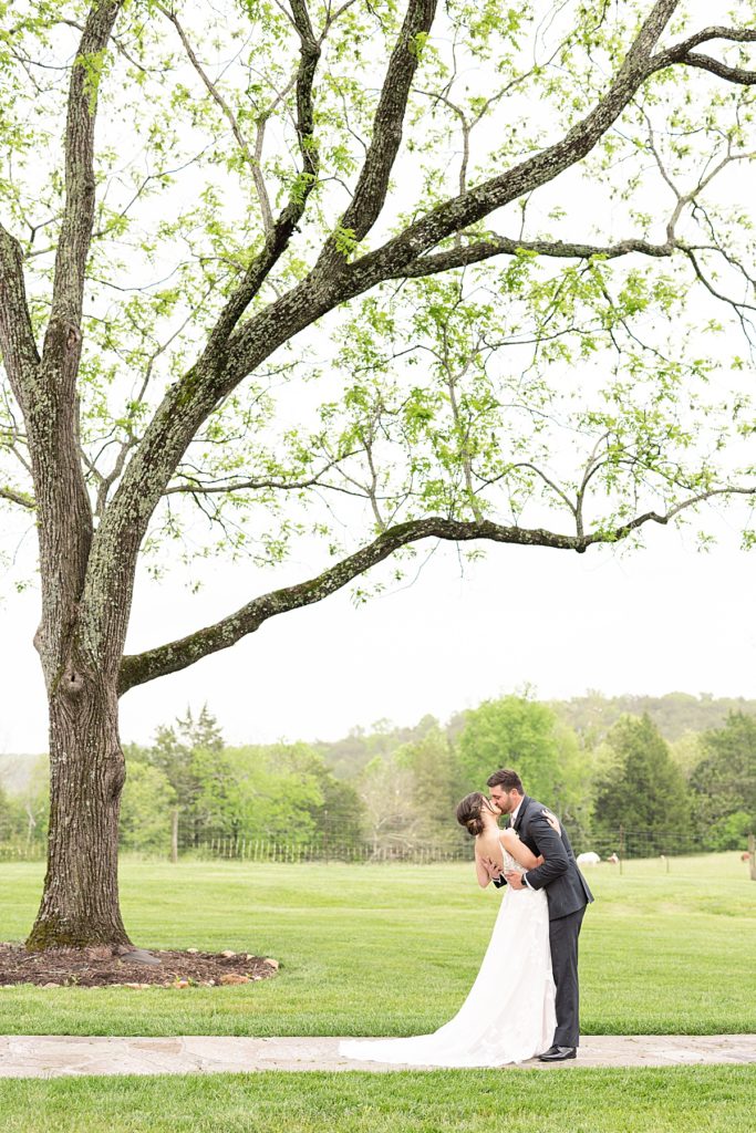 Rainy portraits after the first look with the bride and groom at Sorella Farms in Lynchburg, Virginia.