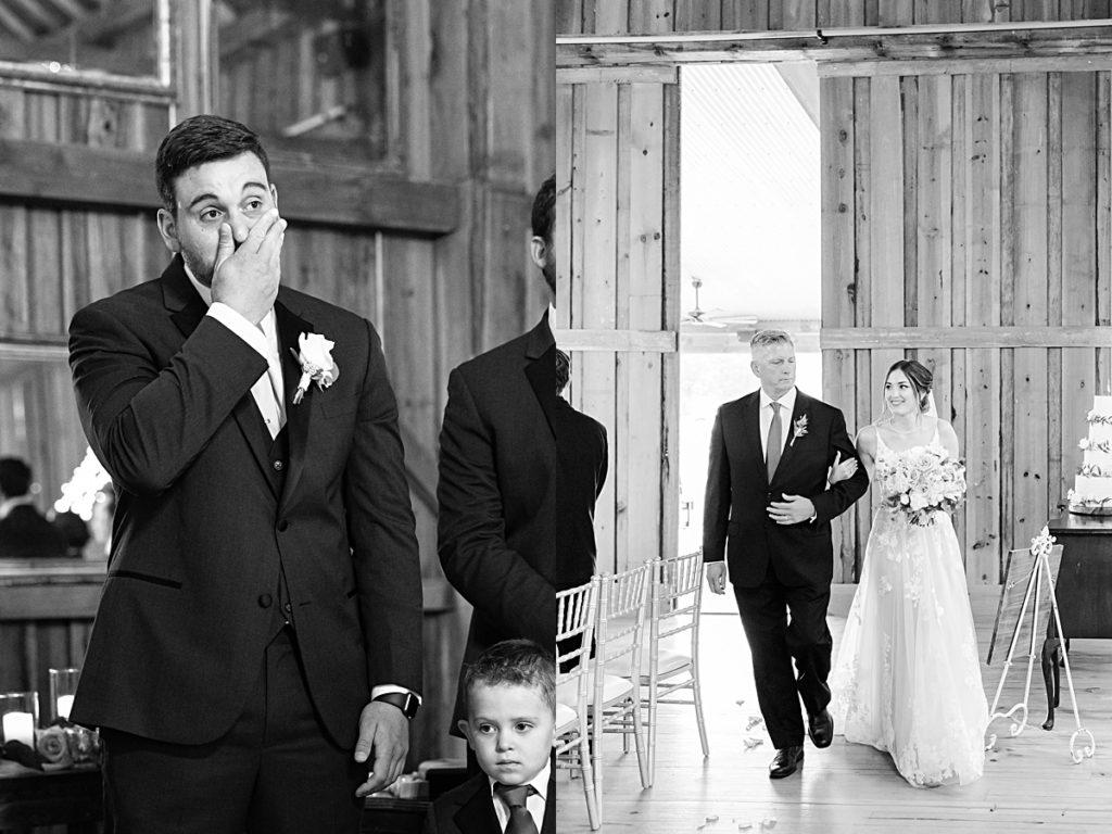 Rainy ceremony moments at Sorella Farms in Lynchburg, Virginia.