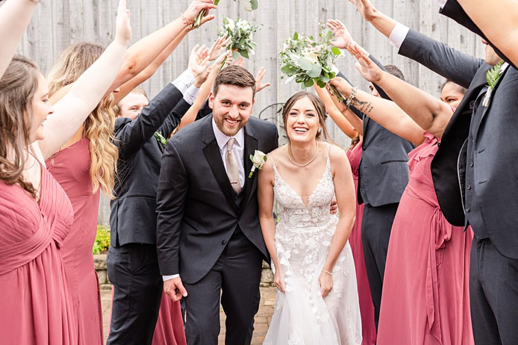 Rainy bridal party portraits at Sorella Farms in Lynchburg, Virginia.