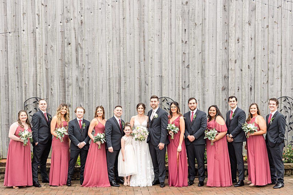 Rainy bridal party portraits at Sorella Farms in Lynchburg, Virginia.