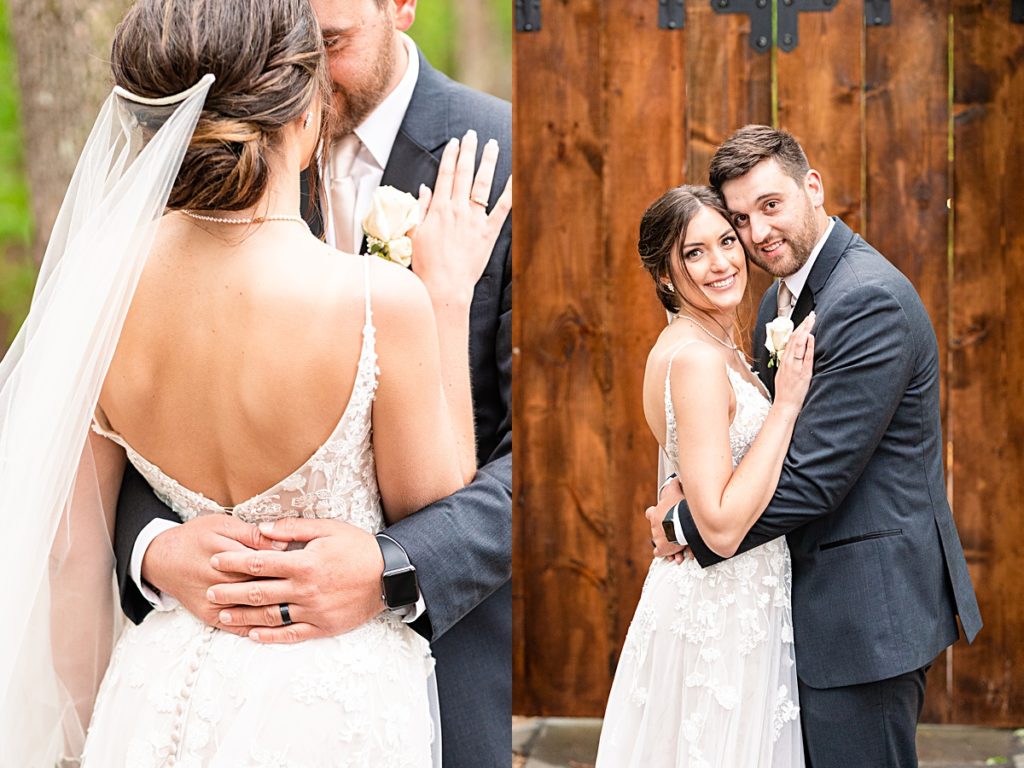 Romantic whimsy bride and groom portraits under the twinkle lights at Sorella Farms in Lynchburg, Virginia.