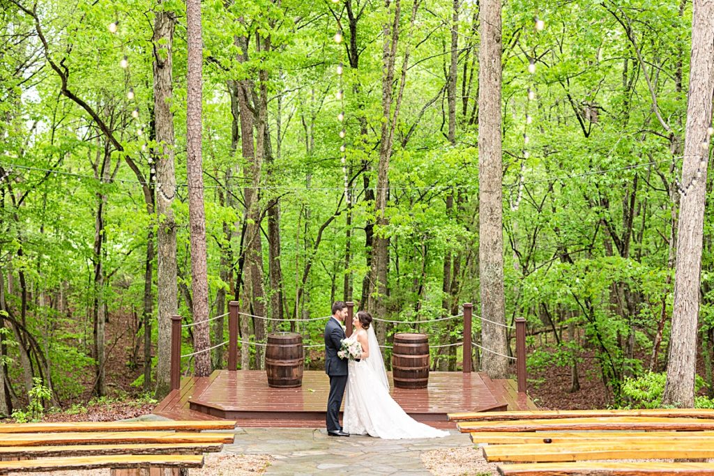 Romantic whimsy bride and groom portraits under the twinkle lights at Sorella Farms in Lynchburg, Virginia.