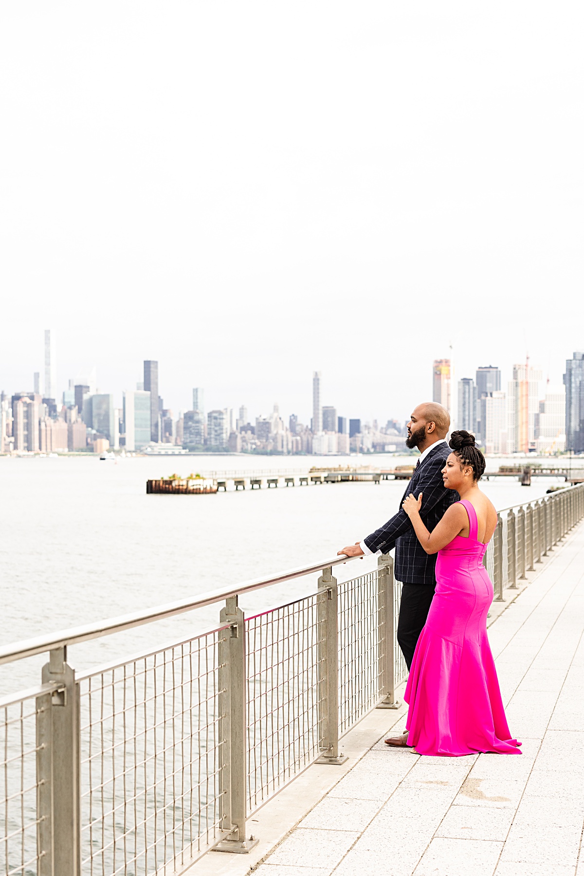 Destination engagement session at the Brooklyn Bridge and Domino Park in New York City.