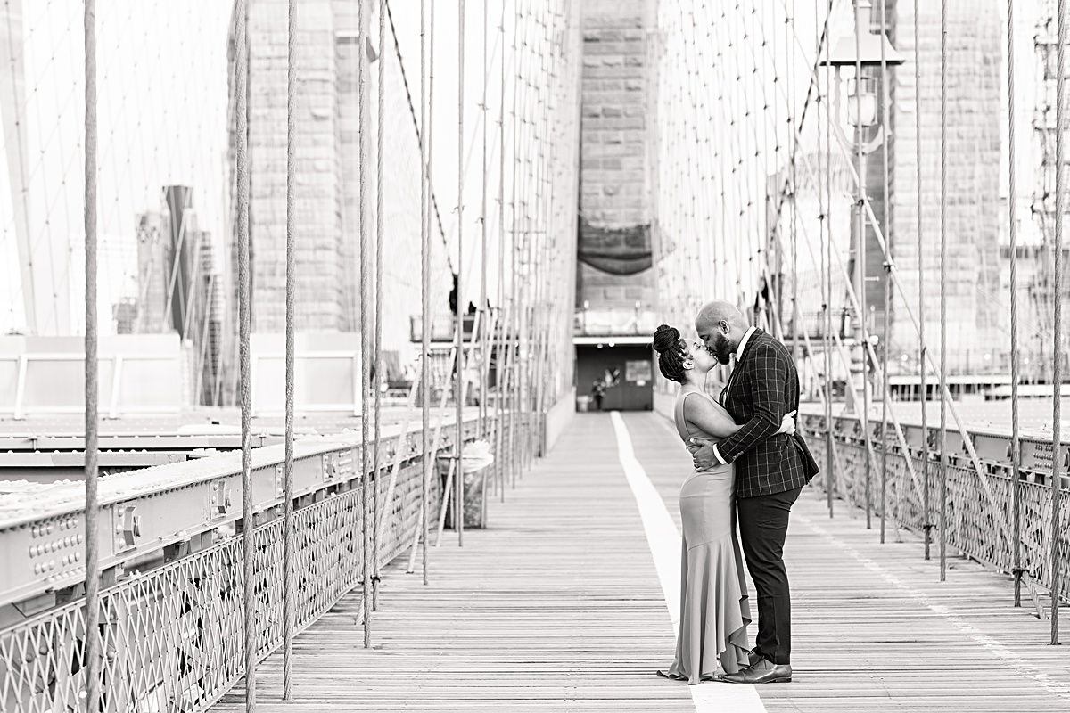 Destination engagement session at the Brooklyn Bridge and Domino Park in New York City.