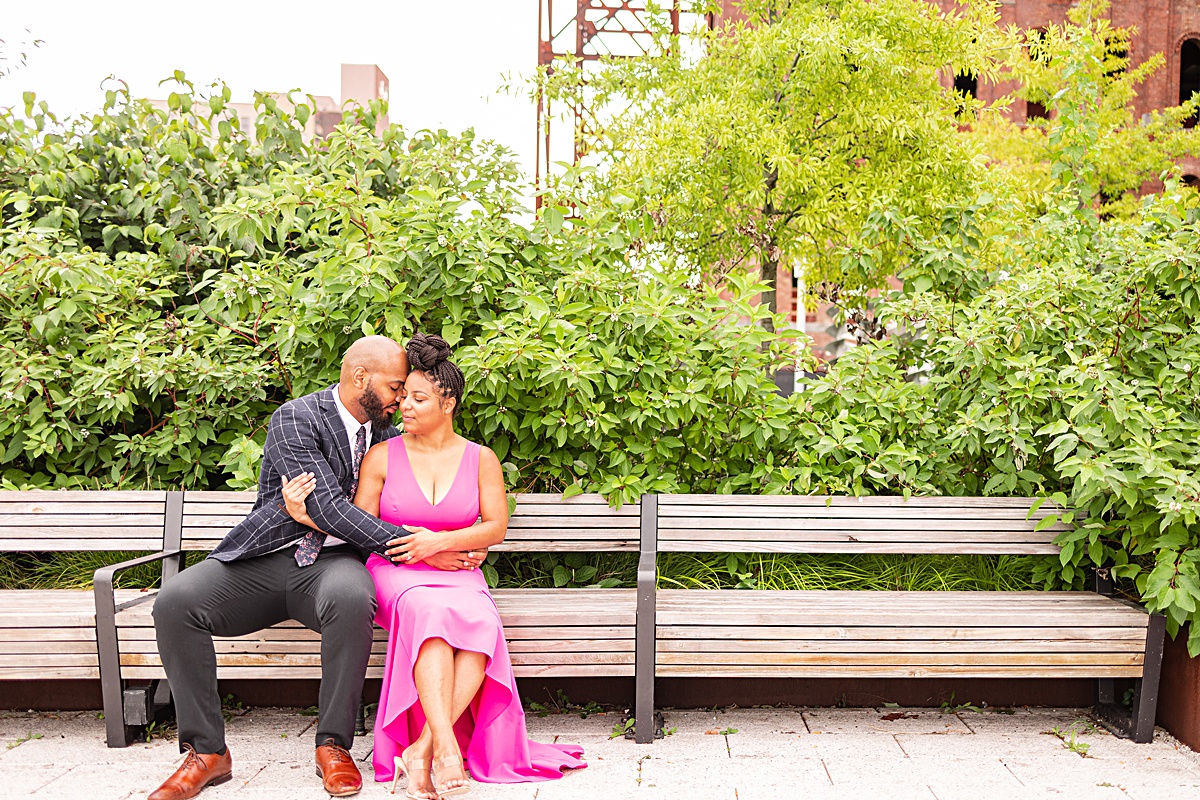 Destination engagement session at the Brooklyn Bridge and Domino Park in New York City.