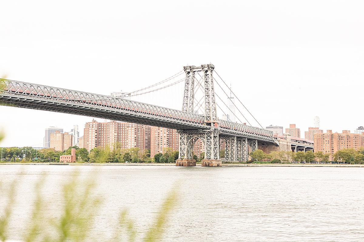 Destination engagement session at the Brooklyn Bridge and Domino Park in New York City.