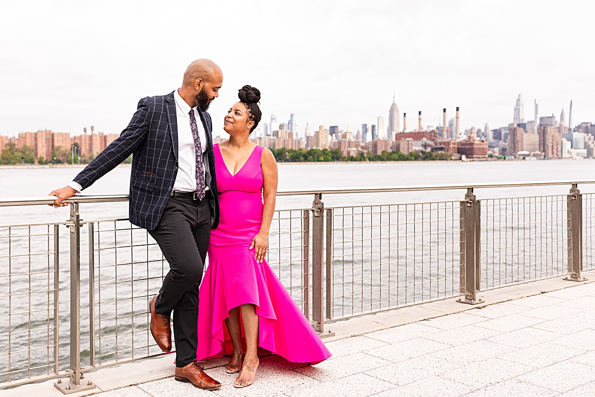 Destination engagement session at the Brooklyn Bridge and Domino Park in New York City.