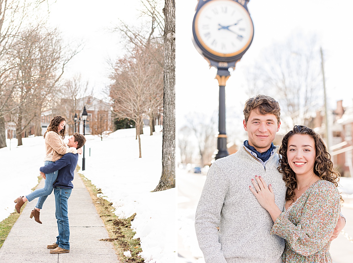 This Downtown Lexington engagement session is one of my favorites because we were able to use the snow that had fallen recently to make these images crisp, clean, and beautiful!