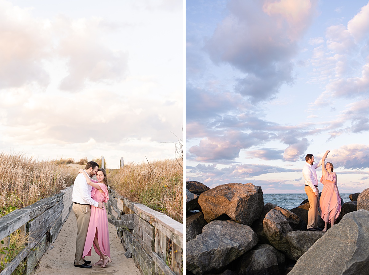This stunning beach sunset engagement session is by far one of my favorite sunsets in my career! You don't wanna miss these romantic beach engagement photos at Fort Story!