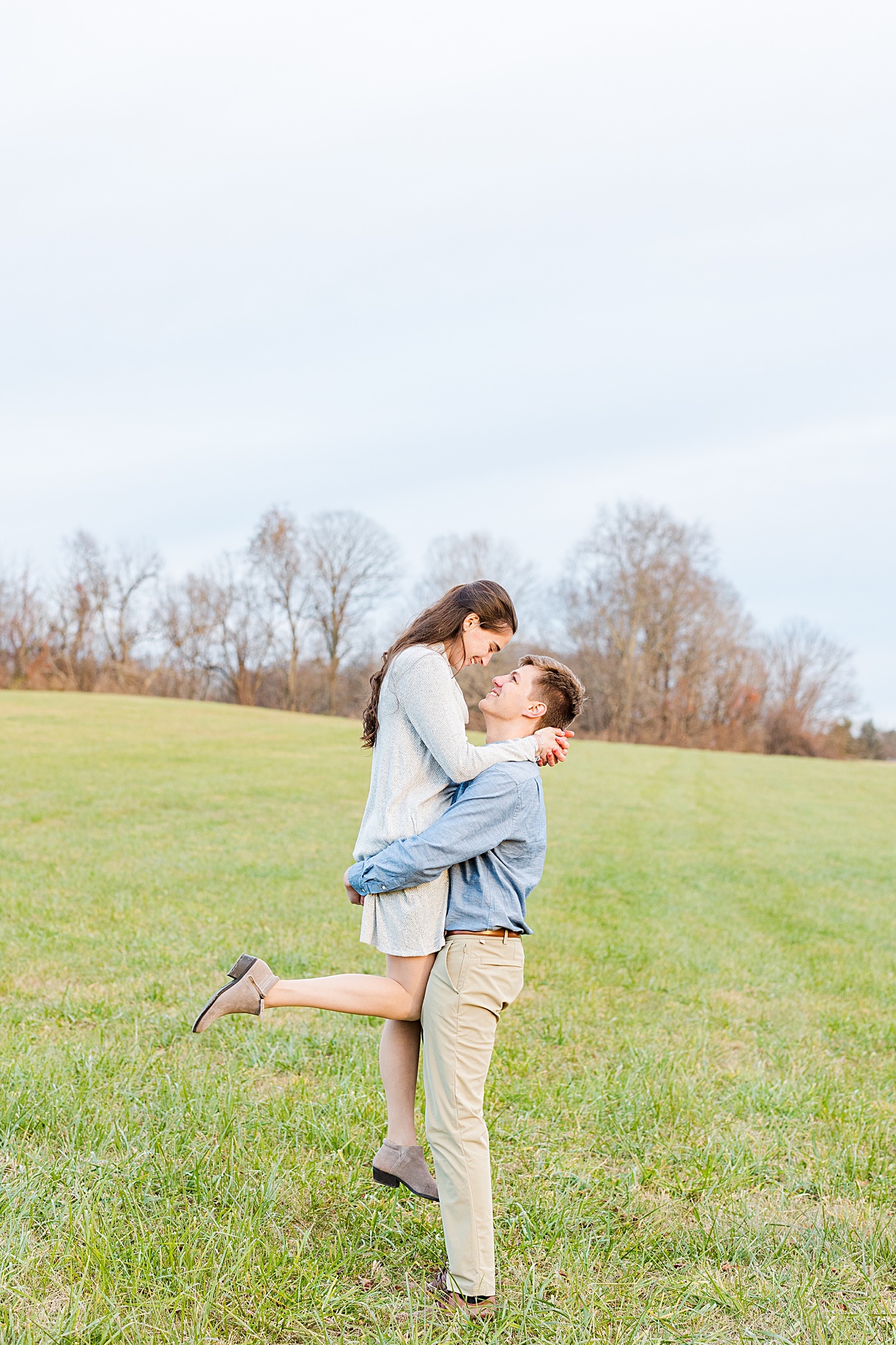 A wintery engagement session at Heritage Community Park in Blacksburg, Virginia.