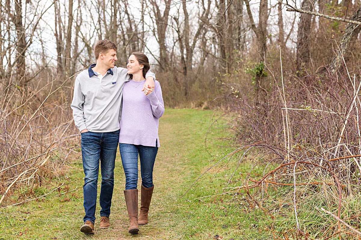 A wintery engagement session at Heritage Community Park in Blacksburg, Virginia.