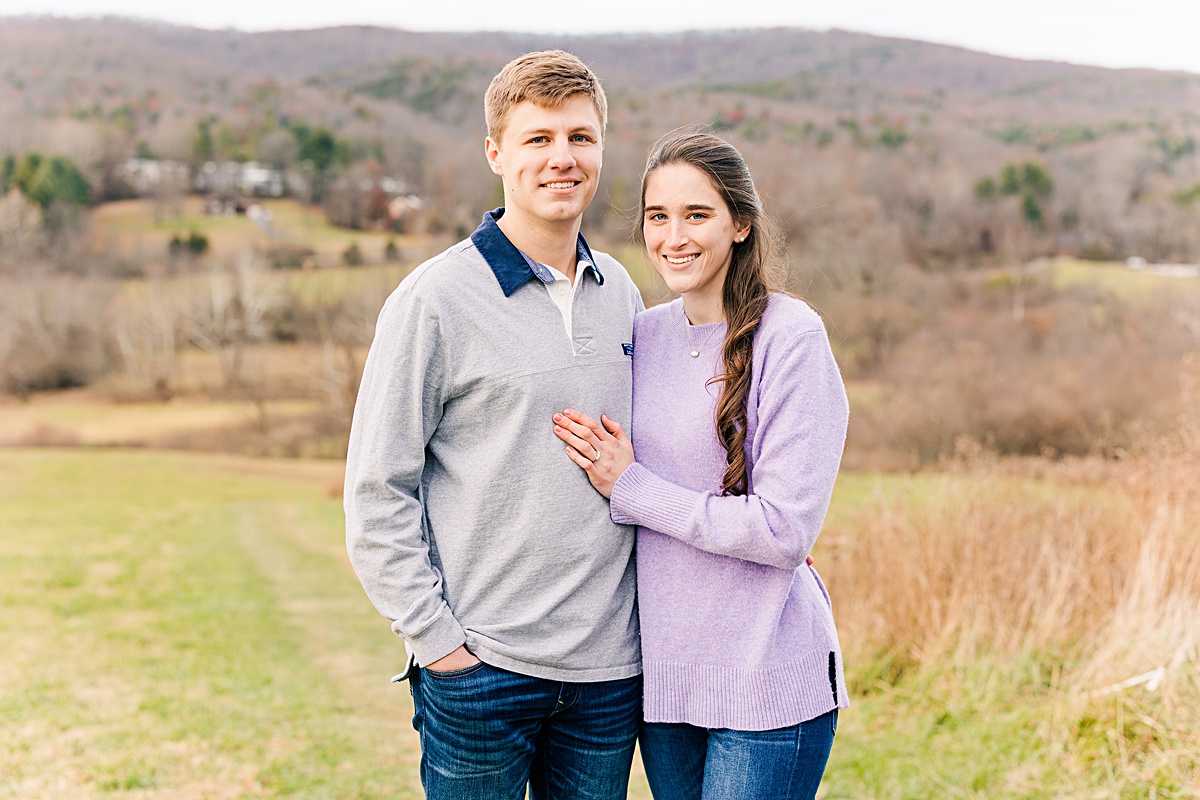 A wintery engagement session at Heritage Community Park in Blacksburg, Virginia.