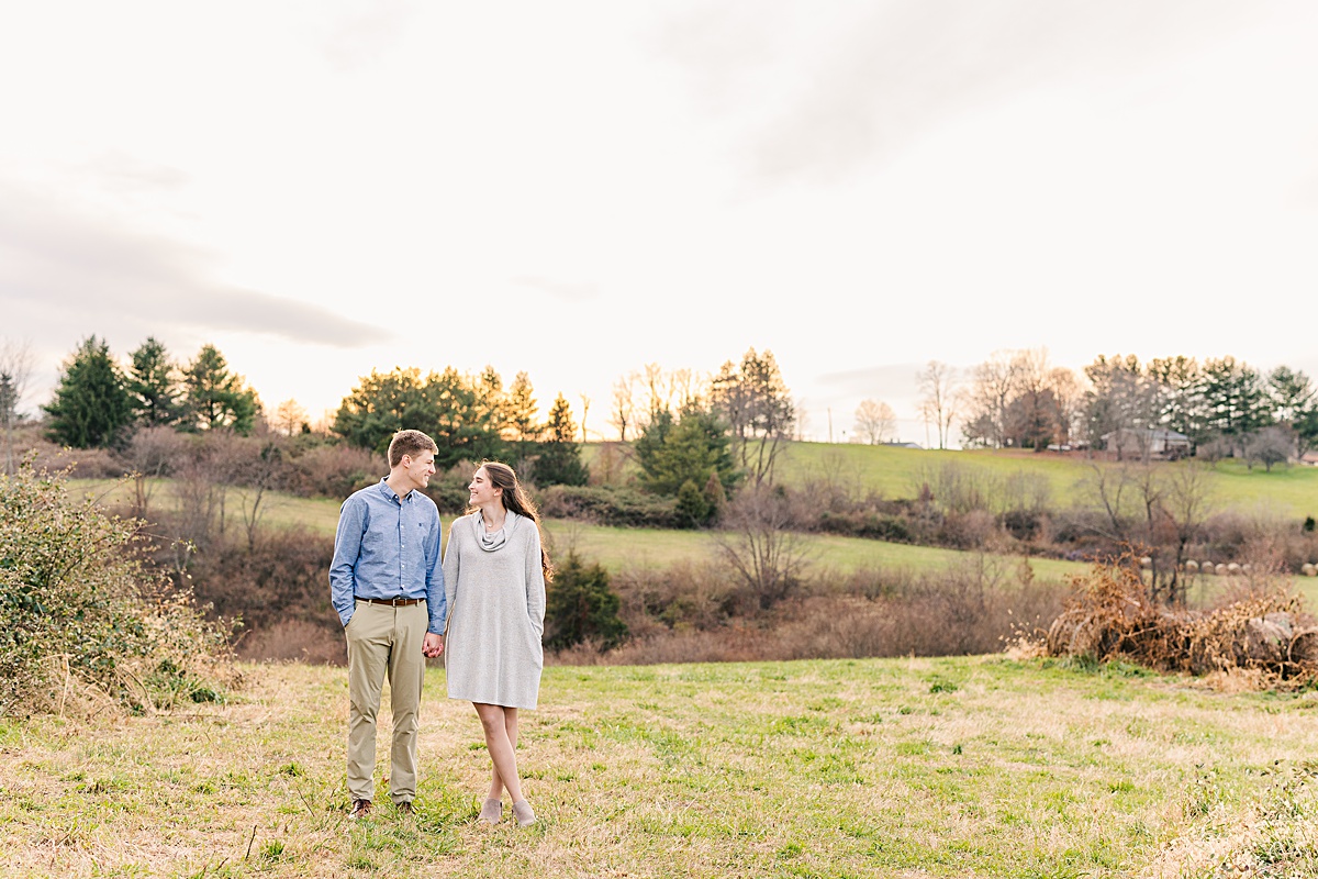 A wintery engagement session at Heritage Community Park in Blacksburg, Virginia.