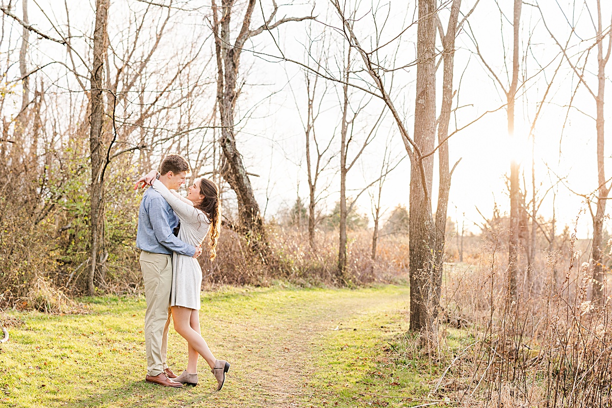 A wintery engagement session at Heritage Community Park in Blacksburg, Virginia.