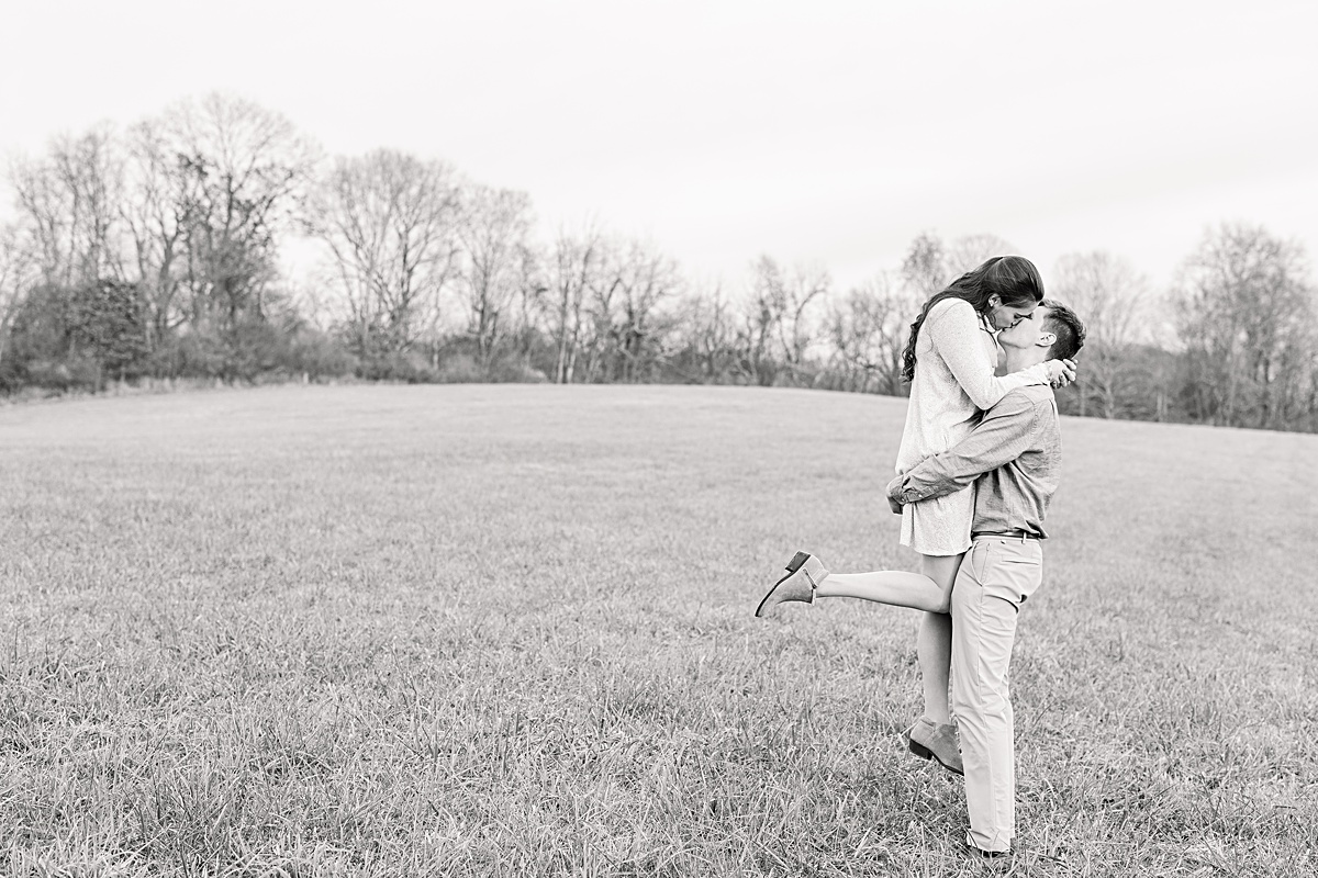 A wintery engagement session at Heritage Community Park in Blacksburg, Virginia.