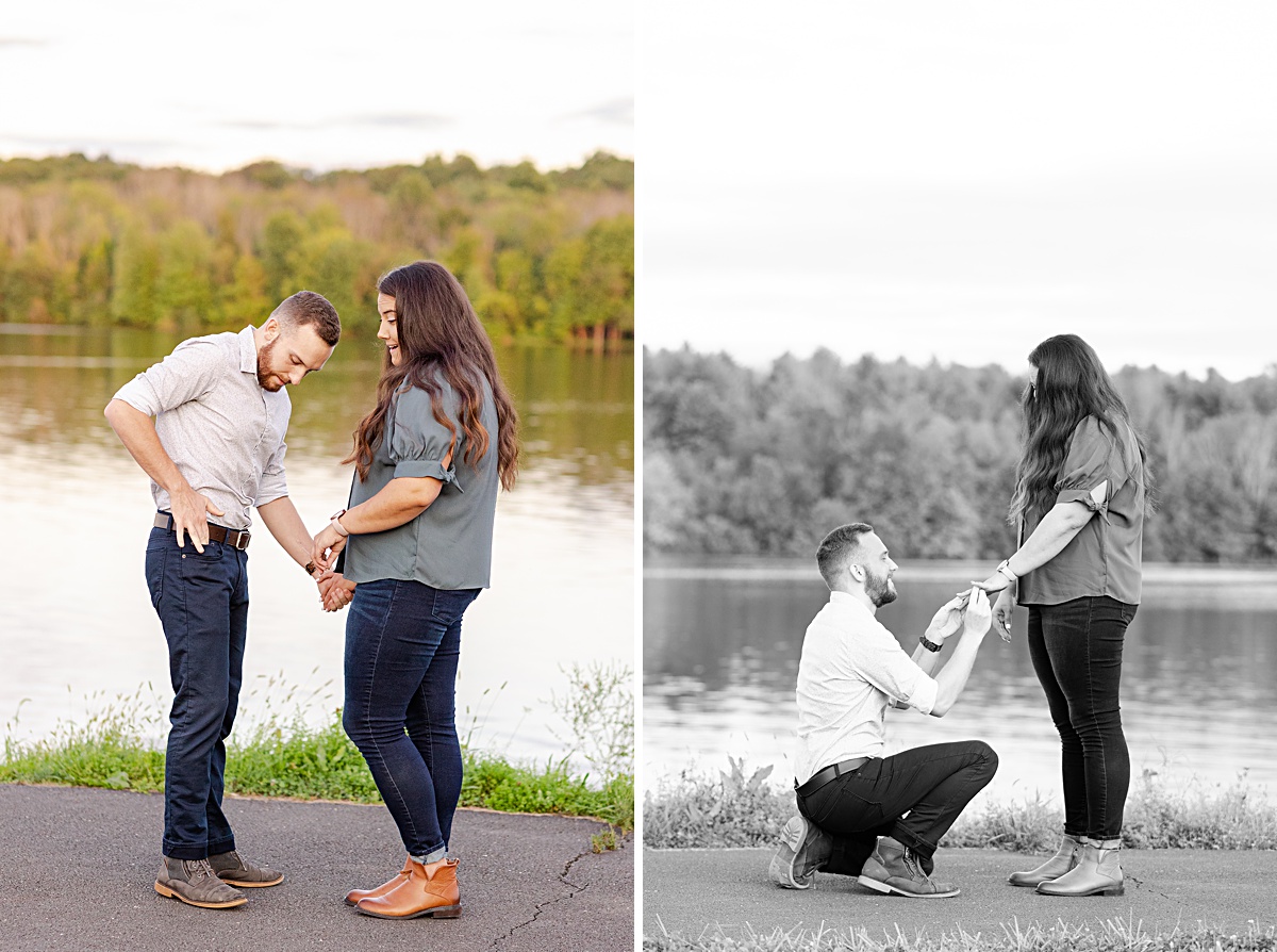 This surprise proposal at Nockamixon State Park in Pennsylvania. What started out as a couples session with their dogs turned into a surprise proposal!